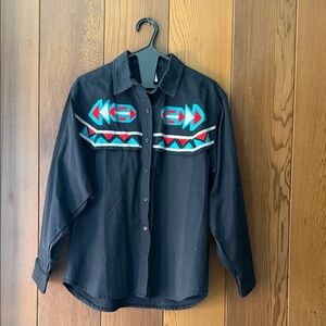 Black Embroidered Men's Shirt